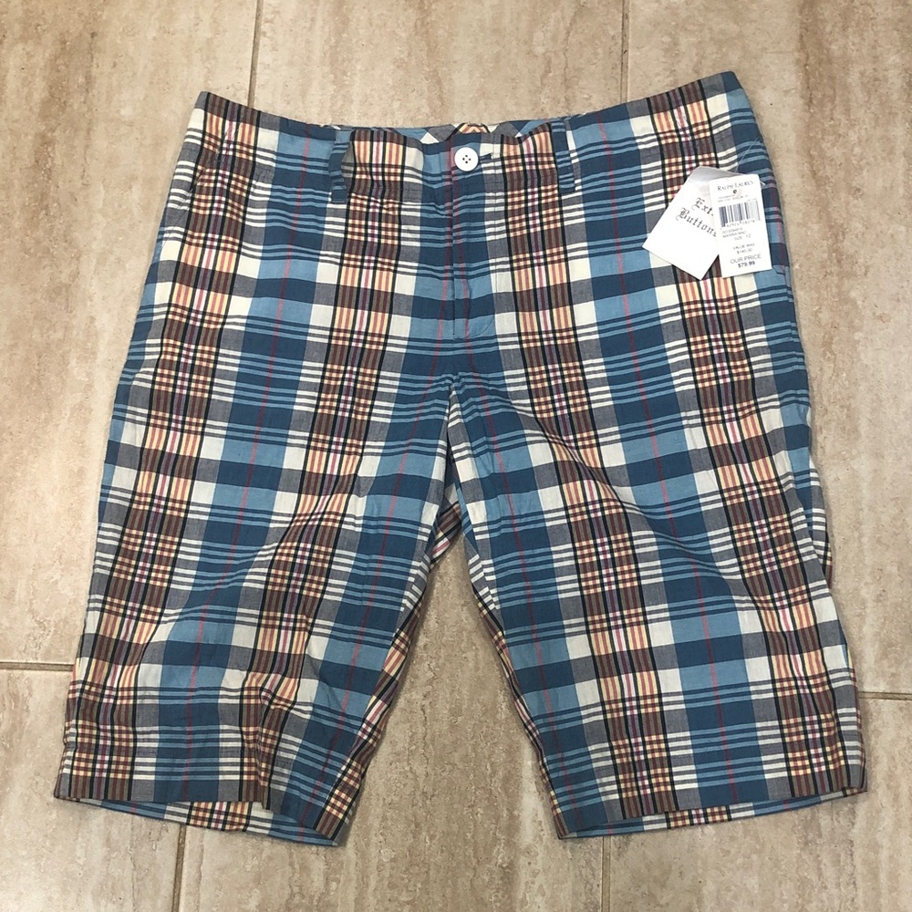 Ralph Lauren Blue and Brown Plaid Shorts